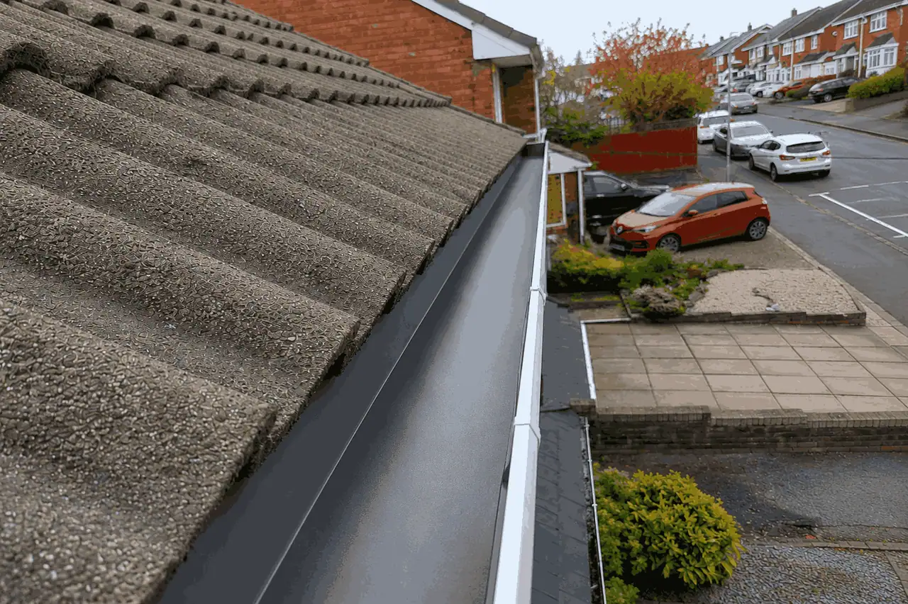 Clean, clear gutter after a professional vacuum gutter clean