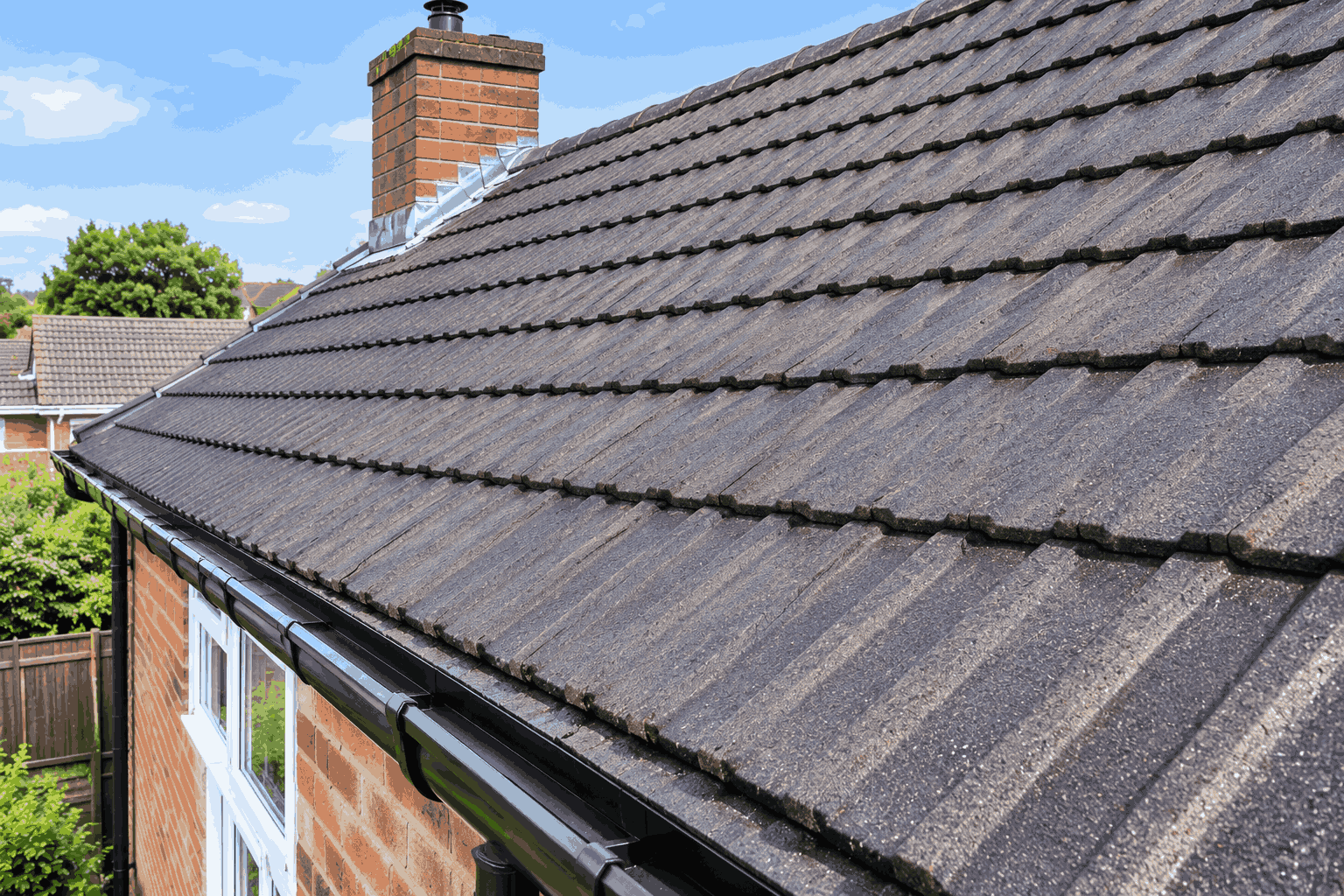 Clean roof tiles following professional moss removal in Birmingham