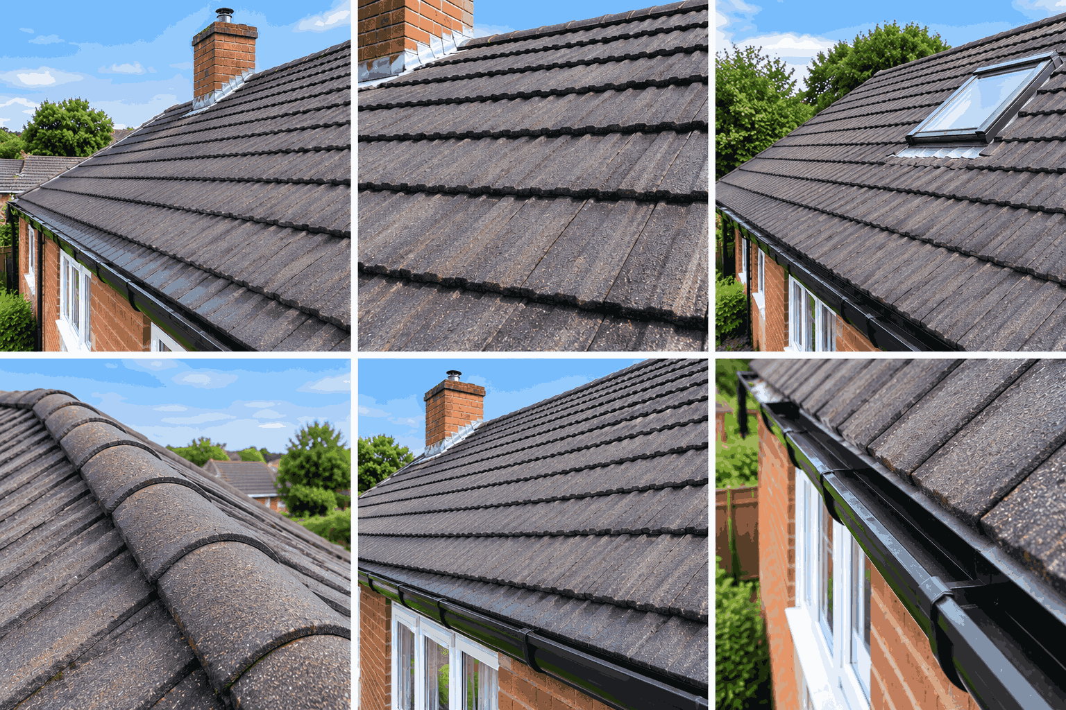 Close up of cleared gutter channel after roof moss treatment