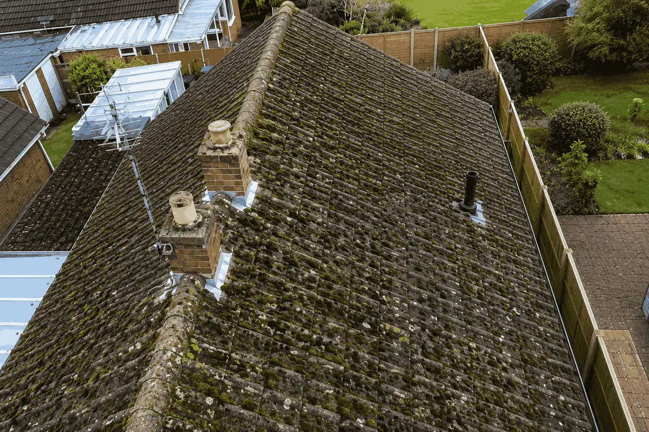 Roof De-Mossing & Gutter Extraction - Before